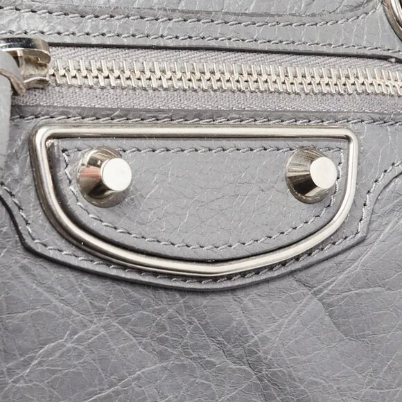 Balenciaga Gris Cendre Lambskin Leather Metallic Edge City S Bag - Picture 7 of 12